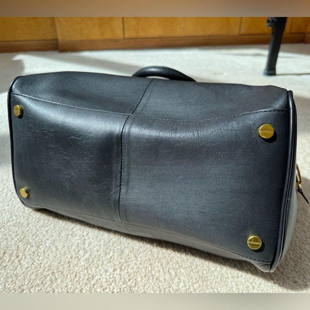 Vintage J. Crew Black Leather Top Handle Satchel Doctor Bag Purse New w/o tags! - Picture 11 of 13